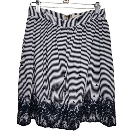 Kate Spade Blue Lawson Skirt A Line Floral Stripes Size 6 - Picture 1 of 9